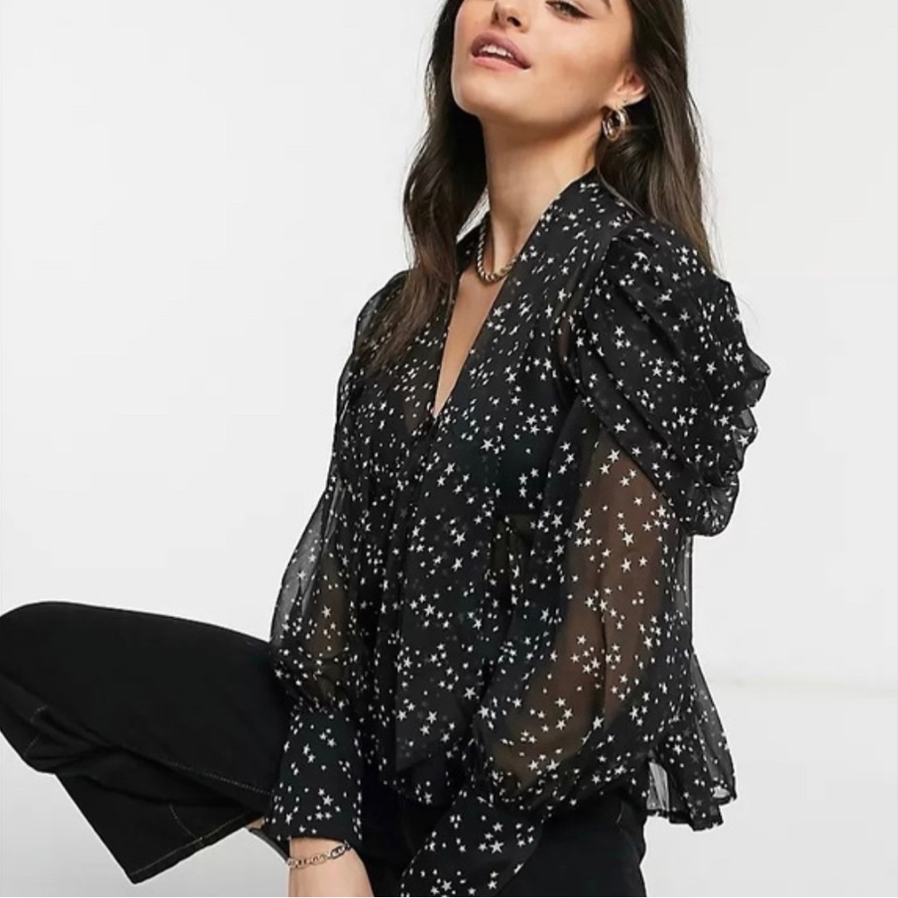 ASOS DESIGN pussybow star print blouse